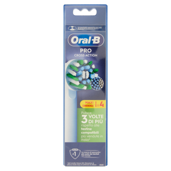 Oral-B Testine di Ricambio Pro Cross Action Bianche Spazzolino Elettrico Denti Ricaricabile 4 pz
