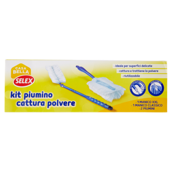 Selex Casa Bella Kit Catturapolvere Manico Classico + Manico XXL + 2 Piumini