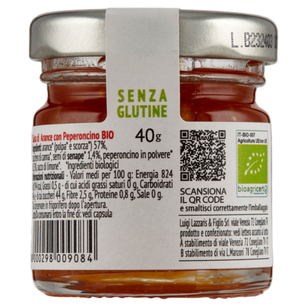 Lazzaris Arance salsa bio con Peperoncino 40 g