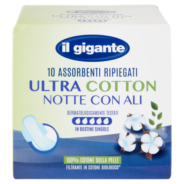 IL GIGANTE Assorbenti Ripiegati Ultra Cotton Notte con Ali 10 pz