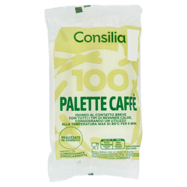 Consilia Palette per Caffè in Bambù Confezionate Singolarmente 100 pezzi