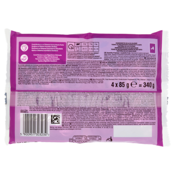 Whiskas Pure Delight Cibo Umido Gatto Bocconcini di Pesce in Gelatina con Salmone e Tonno 4x85g