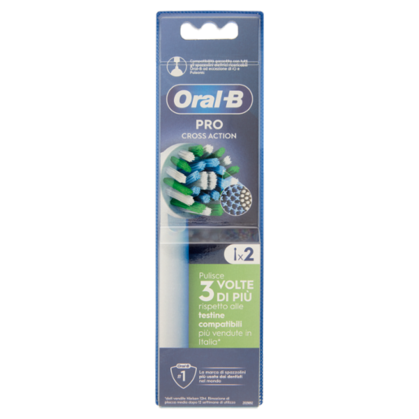 Oral-B Testine di Ricambio Pro Cross Action Bianche Spazzolino Elettrico Denti Ricaricabile 2 pz