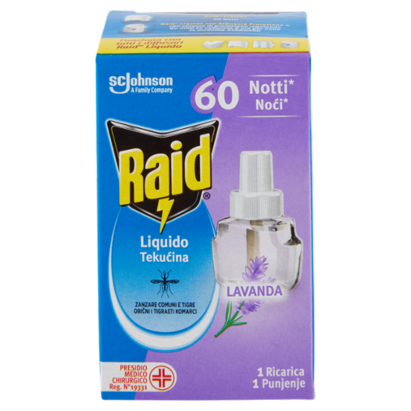 Raid Liquido Elettrico Ricarica, 60 Notti, Lavanda, 36ml