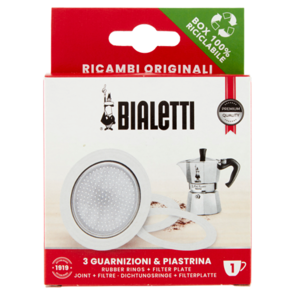 Bialetti 3 Guarnizioni & Piastrina 1 tazza