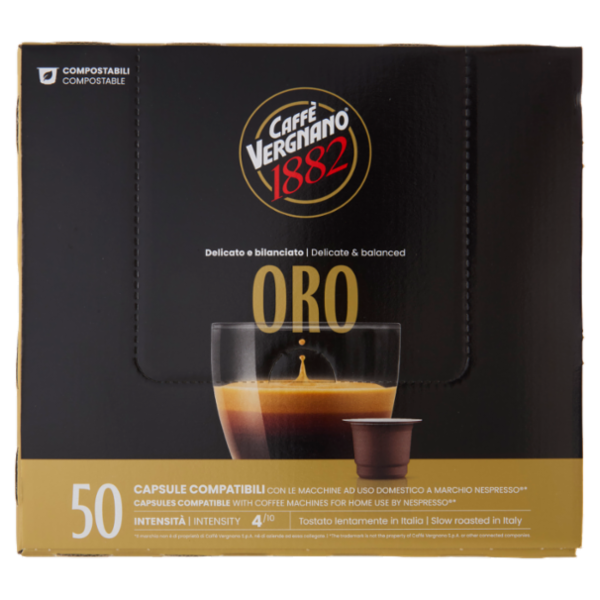 Caffè Vergnano 1882 Oro Capsule Compatibili Nespresso* 50 x 5 g