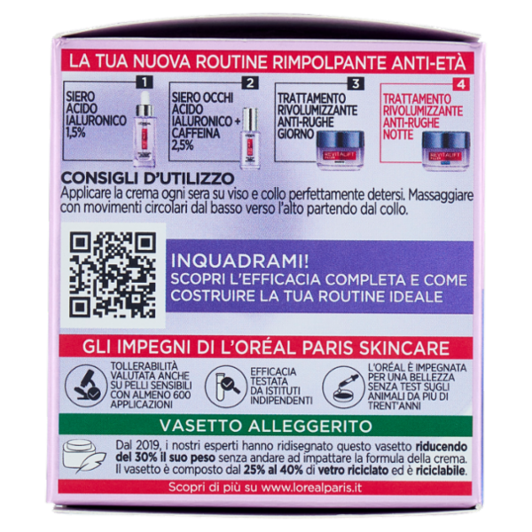 L'Oréal Paris Revitalift Filler Trattamento Anti-rughe Rivolumizzante Notte 50 ml