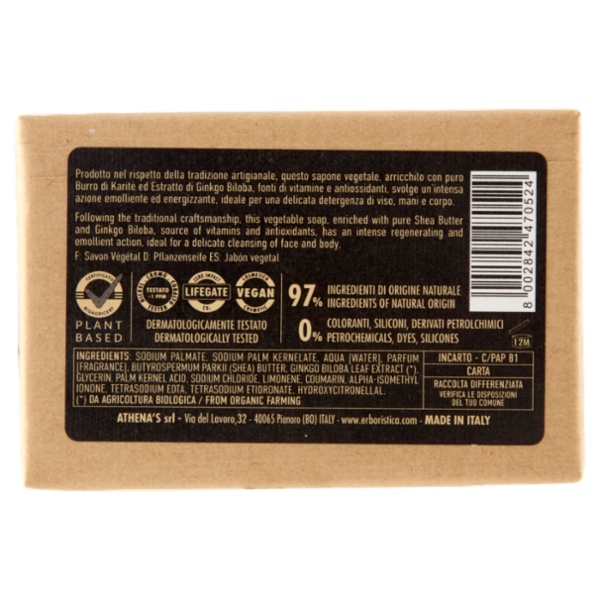 l'Erboristica Uomo Sapone Vegetale Burro di Karitè Ginkgo Biloba 100 g