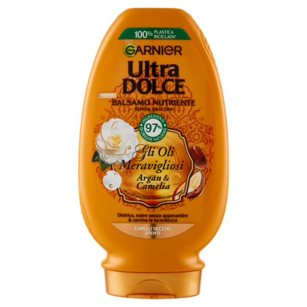 Garnier Ultra Dolce Balsamo Meraviglioso all'olio d'argan e di camelia per capelli secchi, 200 ml