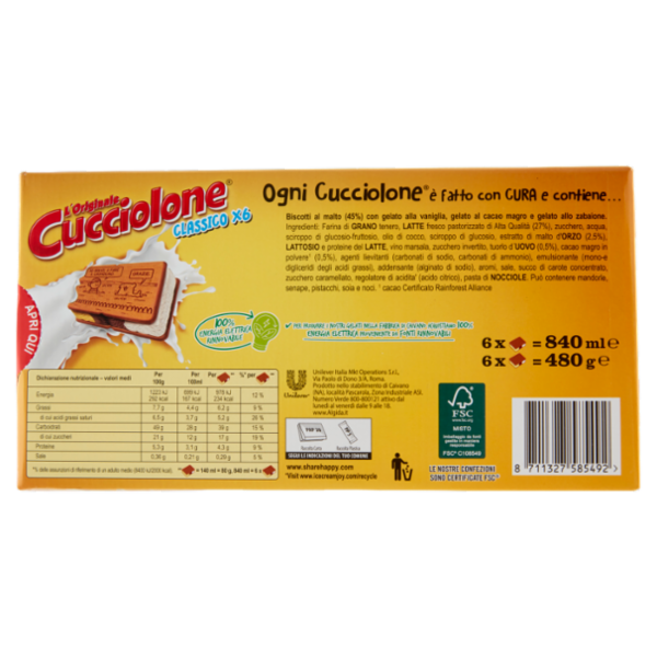 Algida l'Originale Cucciolone Classico 6 x 480 g
