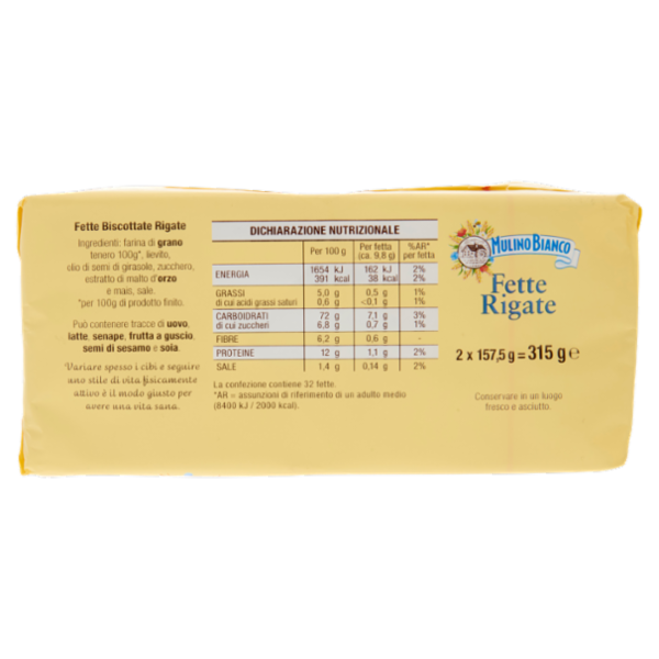 Mulino Bianco Fette Biscottate Rigate 315g