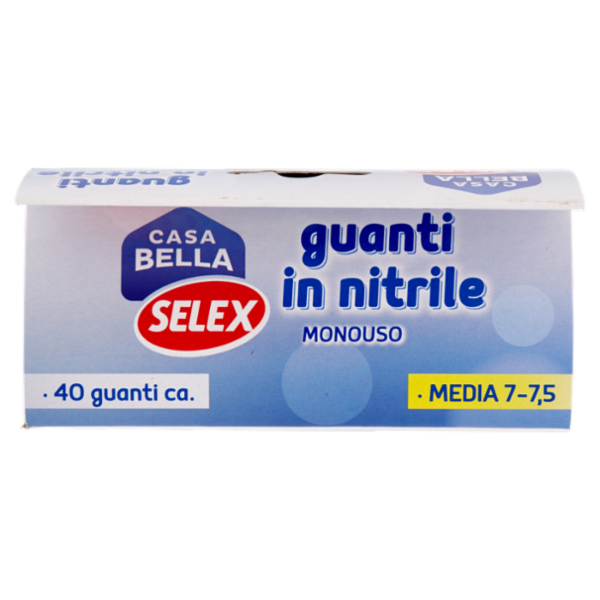 Selex Casa Bella Guanti Monouso in Nitrile Misura Media (7-7,5) Dispenser 40 pezzi