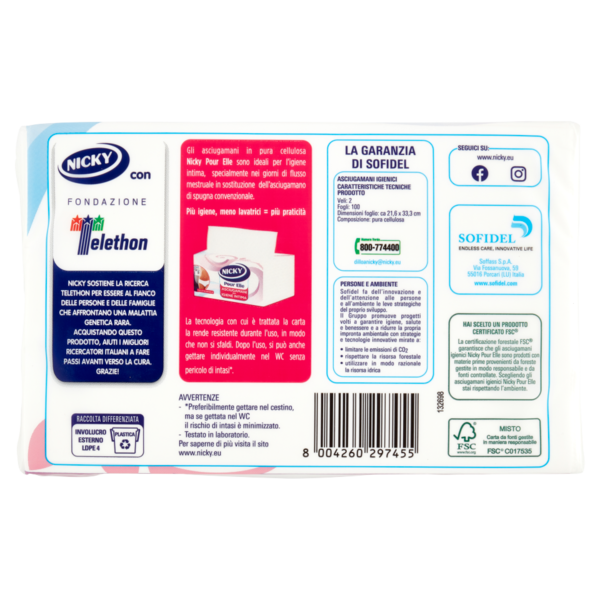 Nicky Pour Elle Asciugamani per Igiene Intima Fogli 100 pz