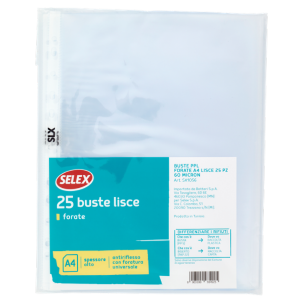 Selex Buste in PPL Forate Lisce Formato A4