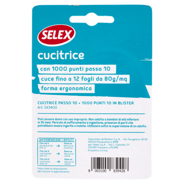 Selex Cucitrice in Metallo con 1000 Punti Tipo 10