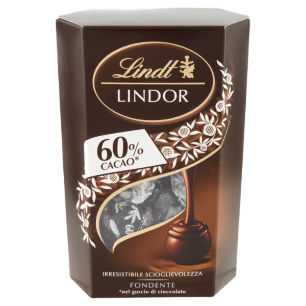 Lindt Cioccolatini Lindor Cioccolato extra fondente Scatola 60% 200 g