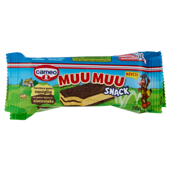 cameo Muu Muu Snack Farcitura gusto vaniglia con goloso ripieno al cioccolato 4 x 28 g