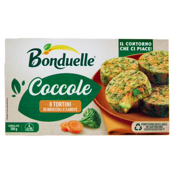 Bonduelle Coccole 8 Tortini di Broccoli e Carote Surgelato 300 g