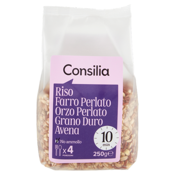 Consilia Cereali Secchi Misto Riso Thai, Farro Perlato, Orzo Perlato, Avena e Grano Duro 250 g