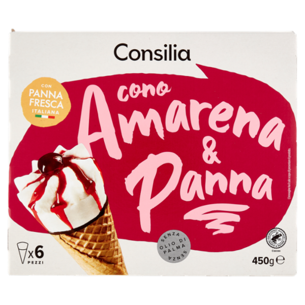 Consilia 6 Coni di Gelato Panna e Amarena 450 g