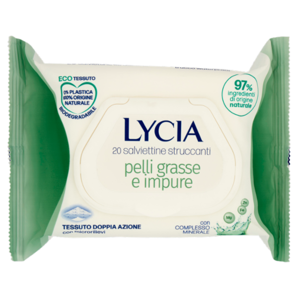 Lycia salviettine struccanti pelli grasse e impure con Complesso Minerale 20 pz