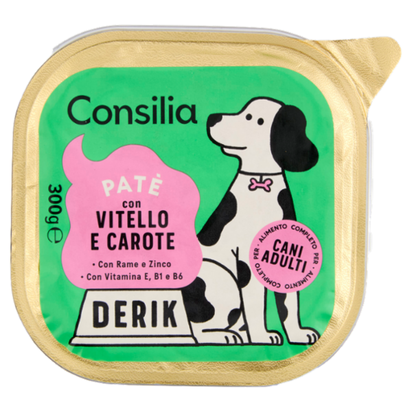Consilia Derik Paté per Cane con Vitello e Carote 300 g