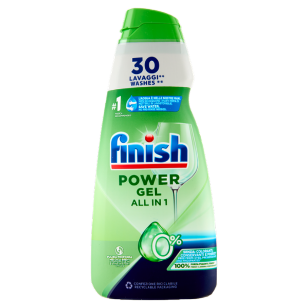 Finish Power Gel 0% liquido lavastoviglie 30 lavaggi 600 ml
