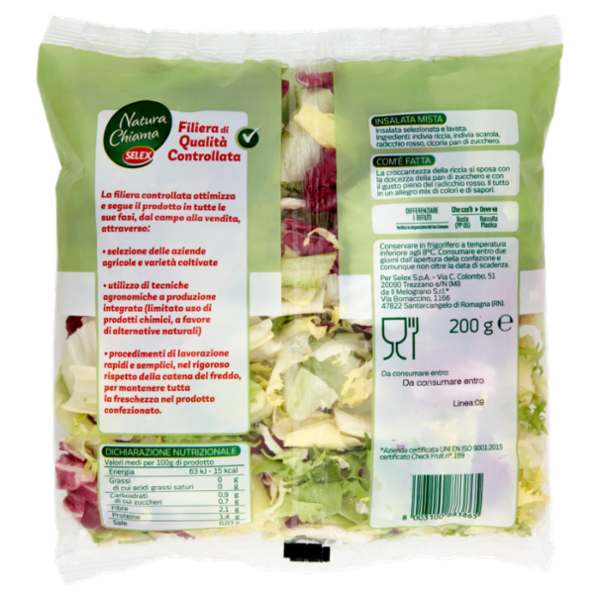 Selex Natura Chiama Insalata Mista Lavata e Pronta per il Consumo 200 g