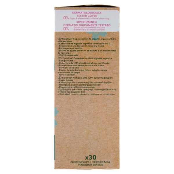 Carefree 100% Organic Cotton Topsheet Normal Salvaslip 30 pz
