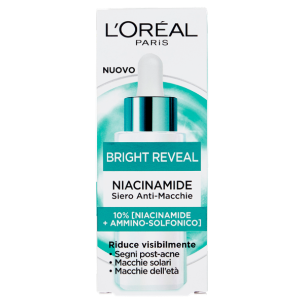 L'Oréal Paris Bright Reveal Siero Anti-Macchie 10% [Niacinamide + Acido Ammino-Solfonico], 30 ml