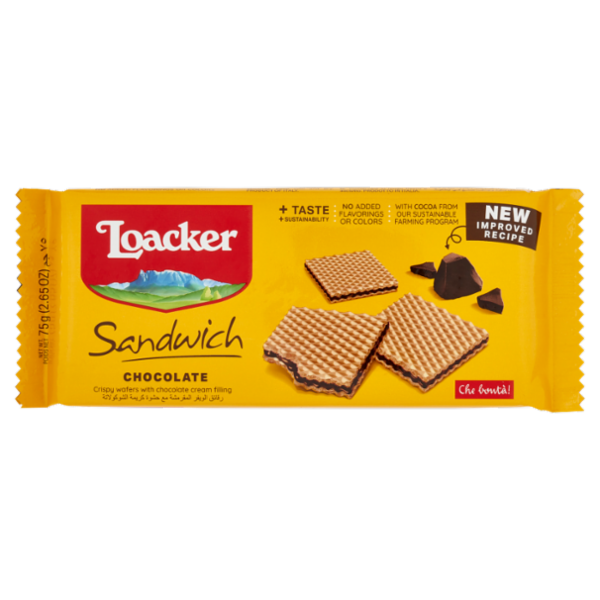 Loacker Sandwich Chocolate Wafer con crema al cioccolato Wafers 75g