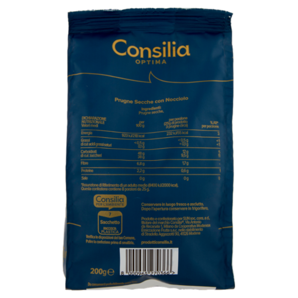 Consilia Optima Prugne Secche con Nocciolo 100% Italiane 200 g