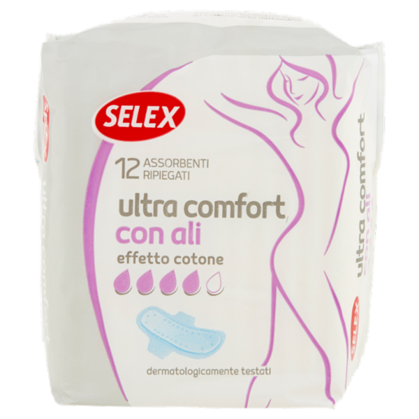Selex Assorbenti Ultra Confort con Ali Effetto Cotone in Bustine Singole 12 pezzi