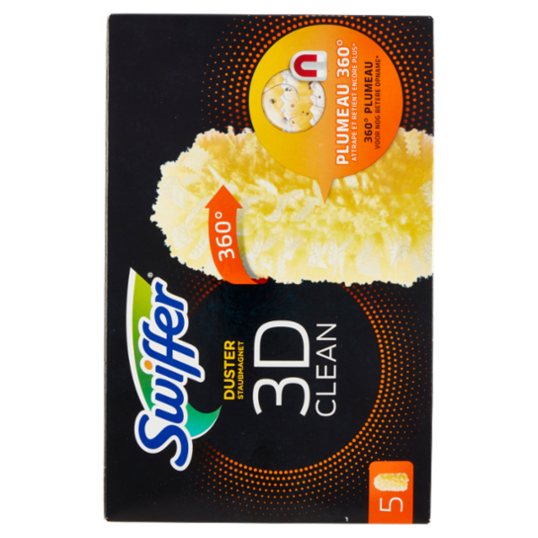 Swiffer Duster Staubmagnet 3D Clean Panni Cattura Polvere per Scopa Swiffer - Ricarica 5 Salviette