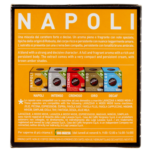 Caffè Vergnano 1882 Napoli Compostabile** Capsule Compatibili Lavazza a Modo Mio* 16 x 7,5 g