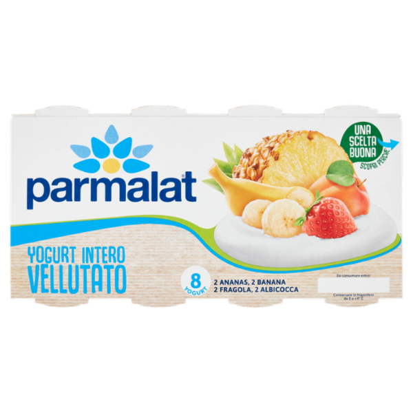 parmalat Yogurt Intero Vellutato 2 Ananas, 2 Banana, 2 Fragola, 2 Albicocca 8 x 125 g