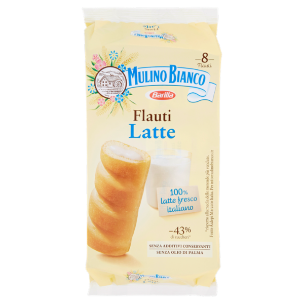Mulino Bianco Flauti Latte Merenda con 100% Latte Fresco Italiano 280g