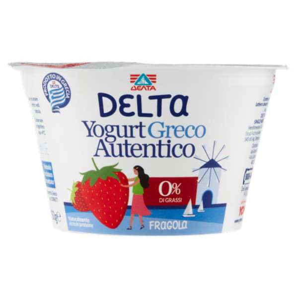 Delta Yogurt Greco Autentico 0% di Grassi Fragola 150 g