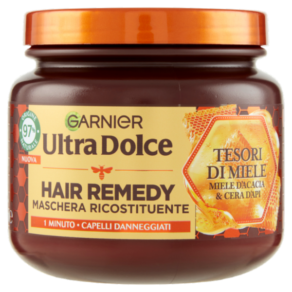 Garnier Ultra Dolce Hair Remedy Maschera per Capelli Ricostituente Tesori di Miele, 340 ml