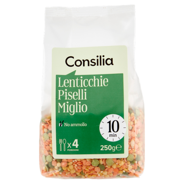 Consilia Cereali e Legumi Secchi Misto Lenticchie, Piselli e Miglio 250 g