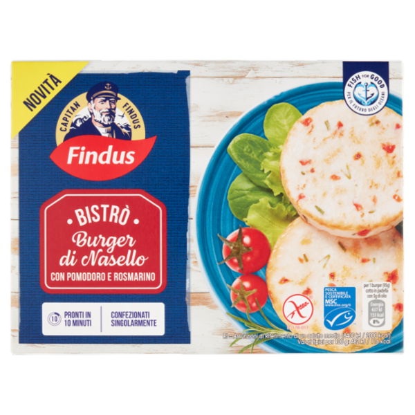 Capitan Findus Bistrò Burger di Nasello con pomodoro e rosmarino 190 g