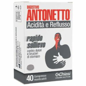 Antonetto Integratore Digestivo acidita' e reflusso 40 Compresse
