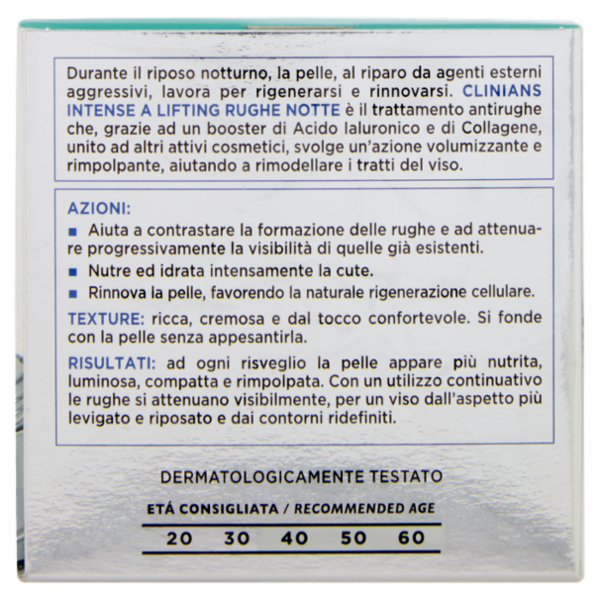 Clinians Intense A Lifting Rughe Notte Trattamento Antirughe Acido Ialuronico 50 mL