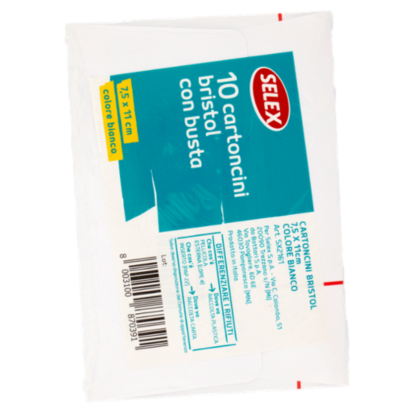 Selex Cartoncini Bristol con Busta Formato 7,5x11 cm Bianchi