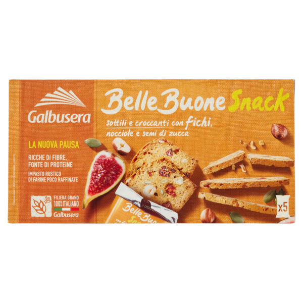 Galbusera BelleBuone Snack sottili e croccanti con fichi, nocciole e semi di zucca 5 x 30 g