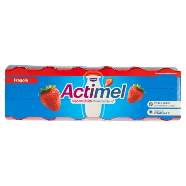 ACTIMEL, Yogurt da Bere con Vit B6 e D per il Sistema Immunitario, gusto Fragola, 12X100G