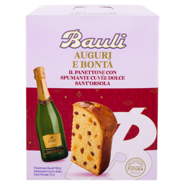 Bauli Auguri e Bontà Panettone Bauli 700 g + Spumante Cuvée dolce Sant'Orsola 75 cl