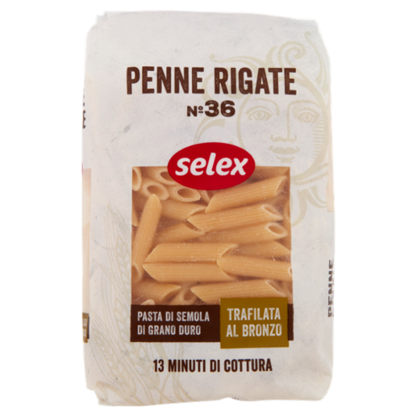 Selex Pasta di Semola Trafilata al Bronzo Penne Rigate 500 g