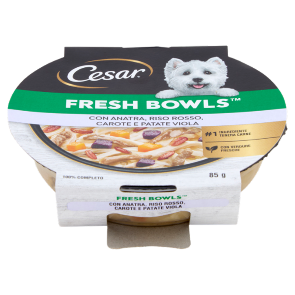 Cesar Fresh Bowls Cibo umido Cane Anatra Riso 85 g