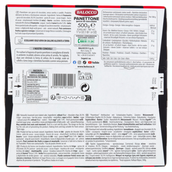 Balocco Panettone gocce di cioccolato Milan 500 g
